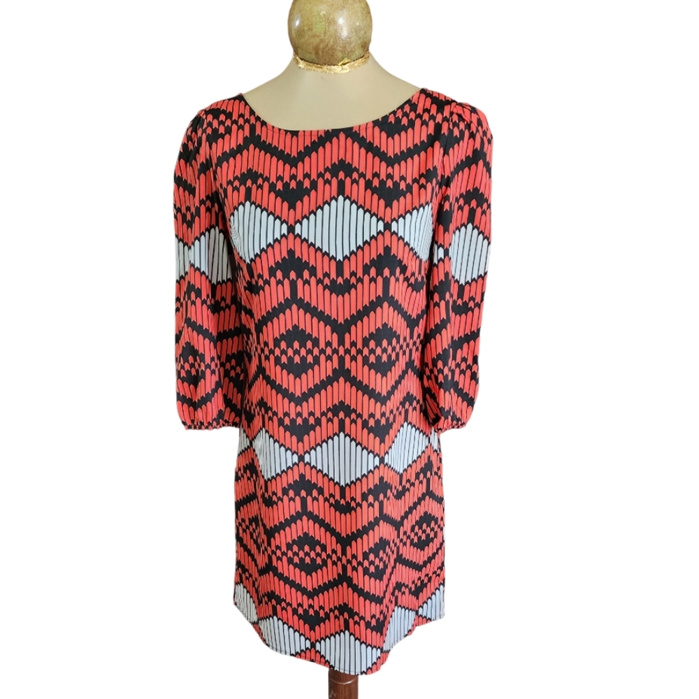 Francesca's Collections Black and Orange/Red Zippered Back Dress Size Small